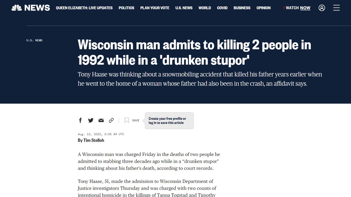 Wisconsin man admits to killing 2 people in 1992 while in a 'drunken ...